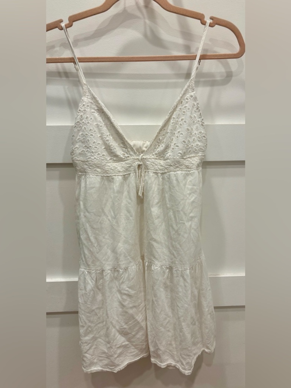 Princess Polly White White Eyelet-Trim Y2K Babydoll Linen Camisole Top